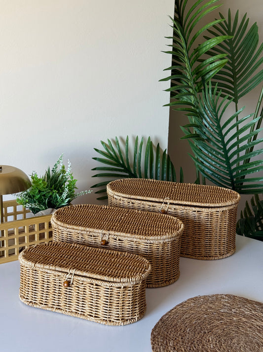 Rattan Oval 3 Boy Organizer Seti KOD:1555