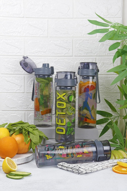 1 Adet Desenli Kilitli Kendiliğinden Süzgeçli Kolay Taşınabilir Detoks Sporcu Diyet Matarası 800 ML