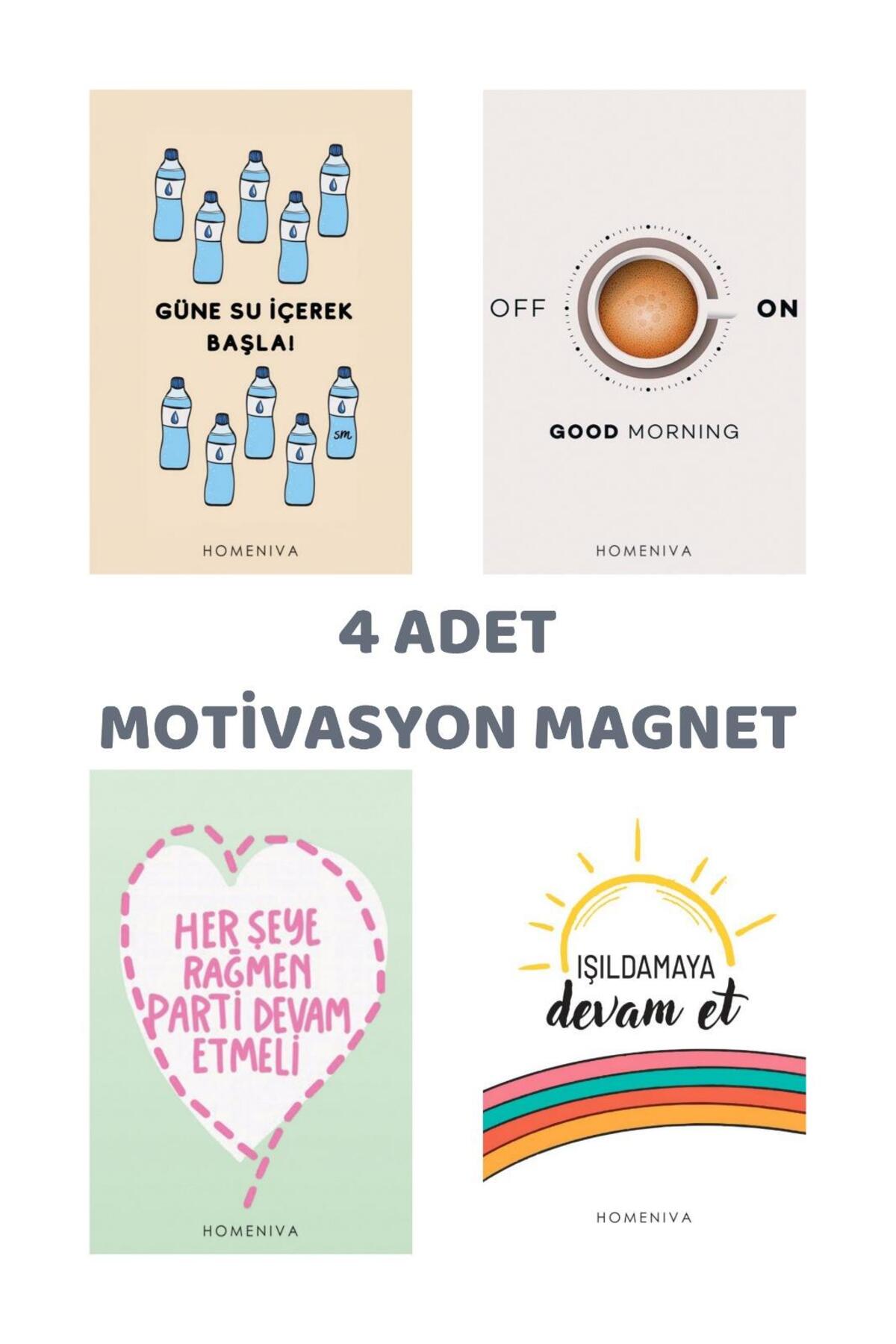 4 Adet Motivasyon Magnet - Buzdolabı Magneti