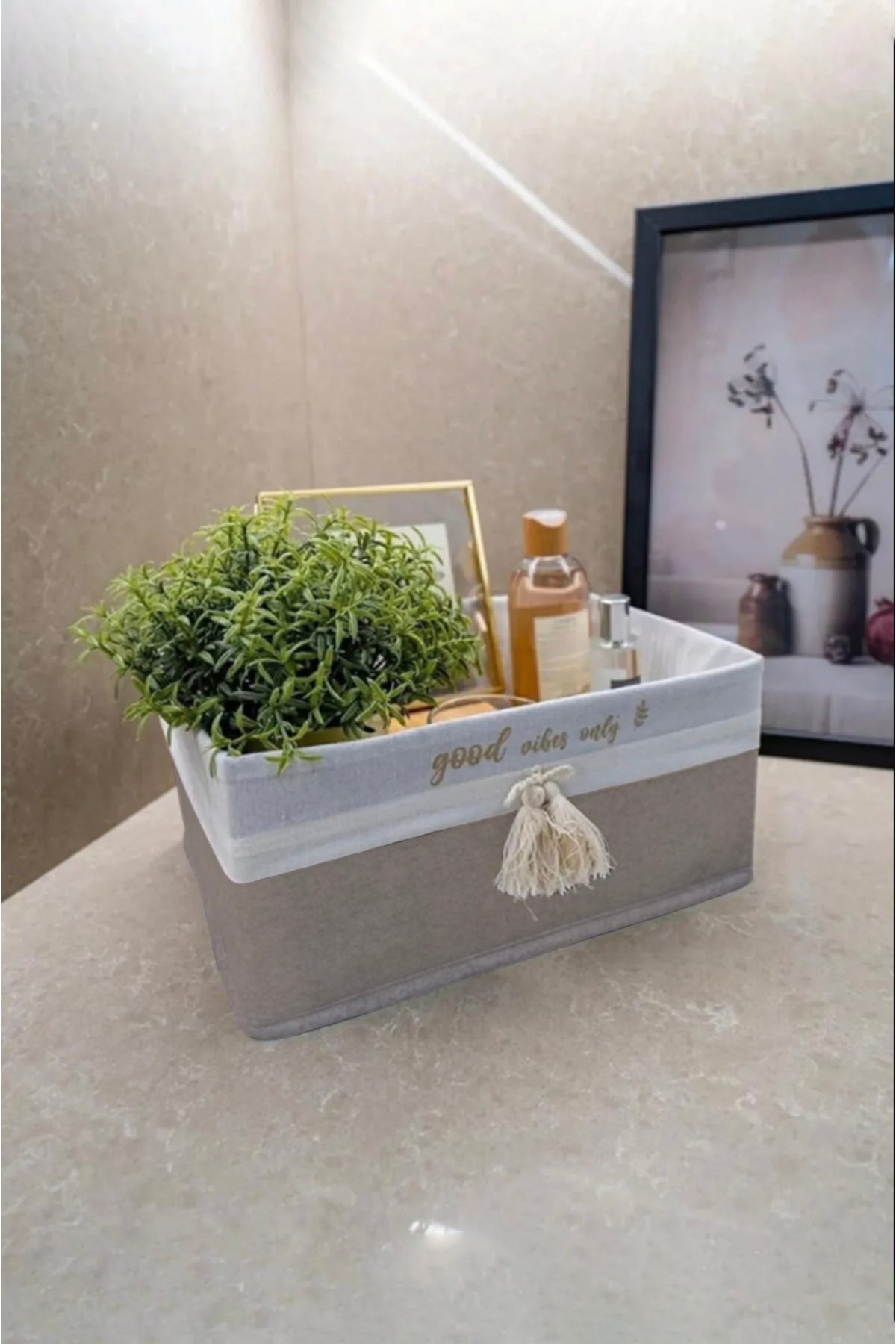 Dikdörtgen Keçe Dekoratif Saklama Sepeti Maxı 30x20x13 cm