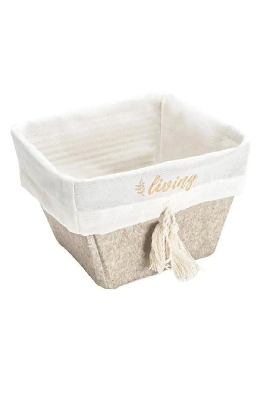 Lüx Keçe Kare Sepet Maxi 20X20X13 cm - Bej