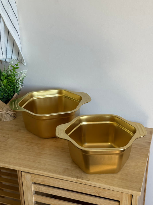 Garden Altıgen İki Boy Karaştırma Kase 22 cm, 20 cm, Gold KOD:9874-75