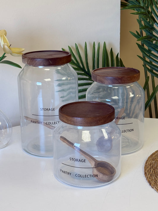 Nature Storage Akasya Ağacı Kapaklı Cam Kavanoz Seti KOD:7645-44-46