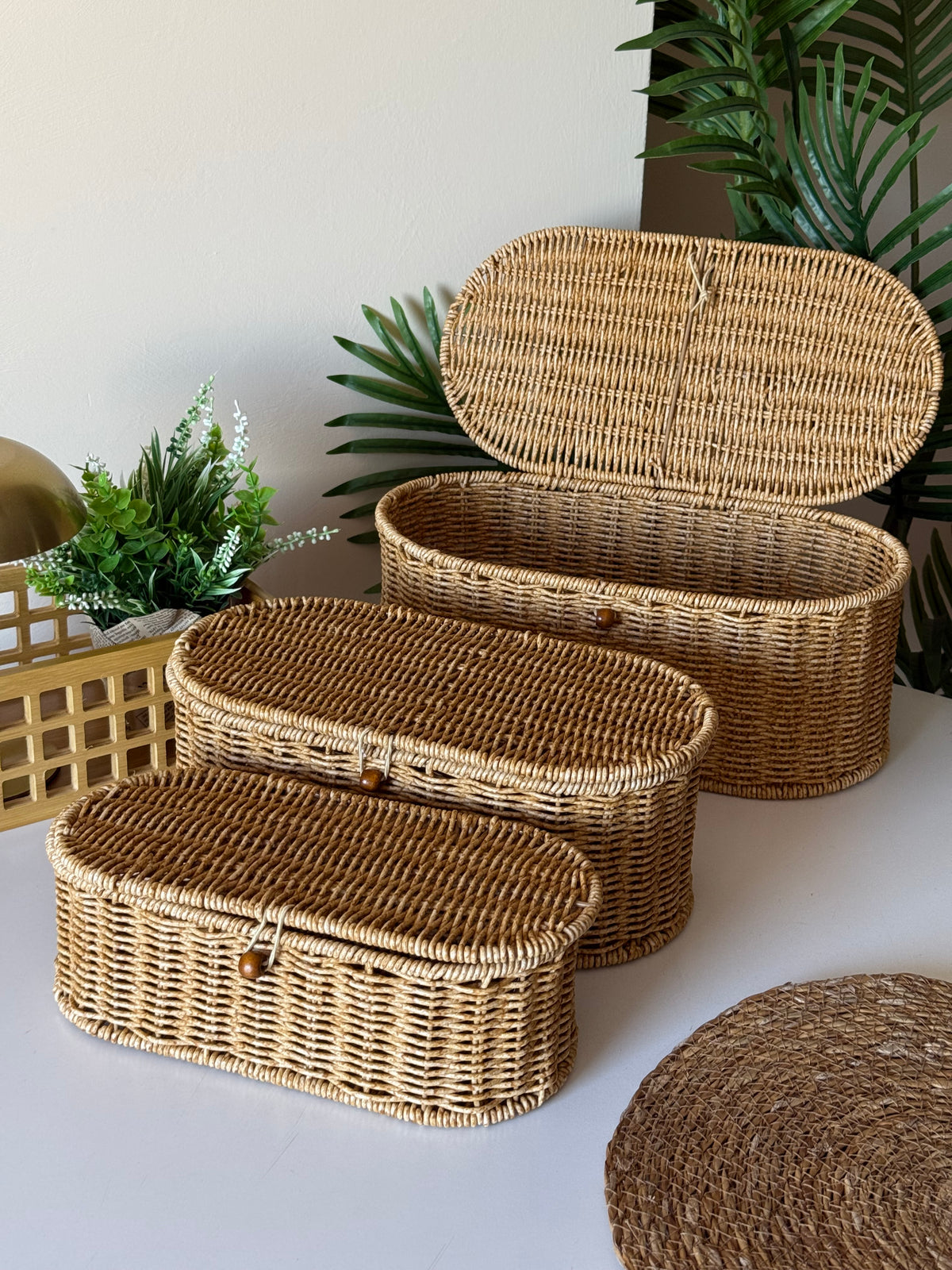 Rattan Oval 3 Boy Organizer Seti KOD:1555