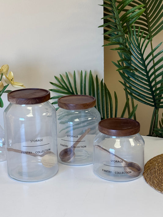 Nature Storage Akasya Ağacı Kapaklı Cam Kavanoz Seti KOD:7645-44-46