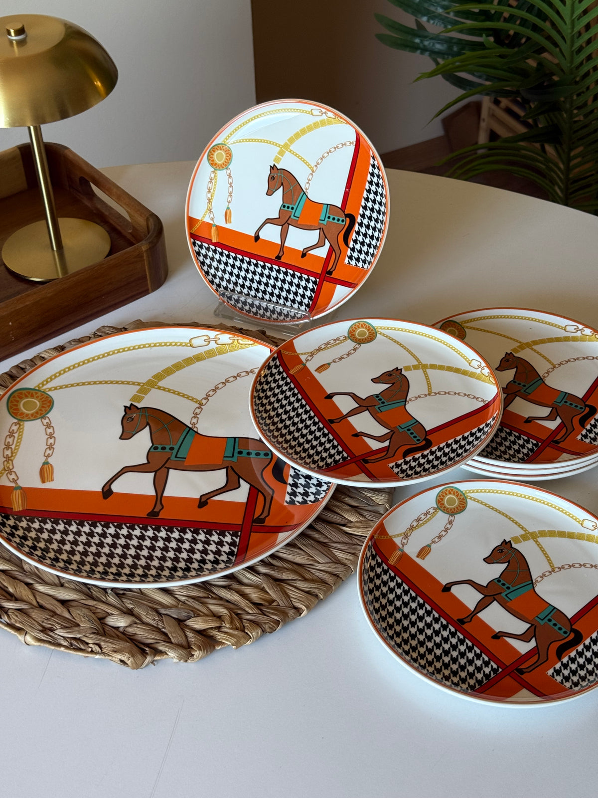 Caballo 7 Parça Pasta Servis Seti Porselen Turunçu