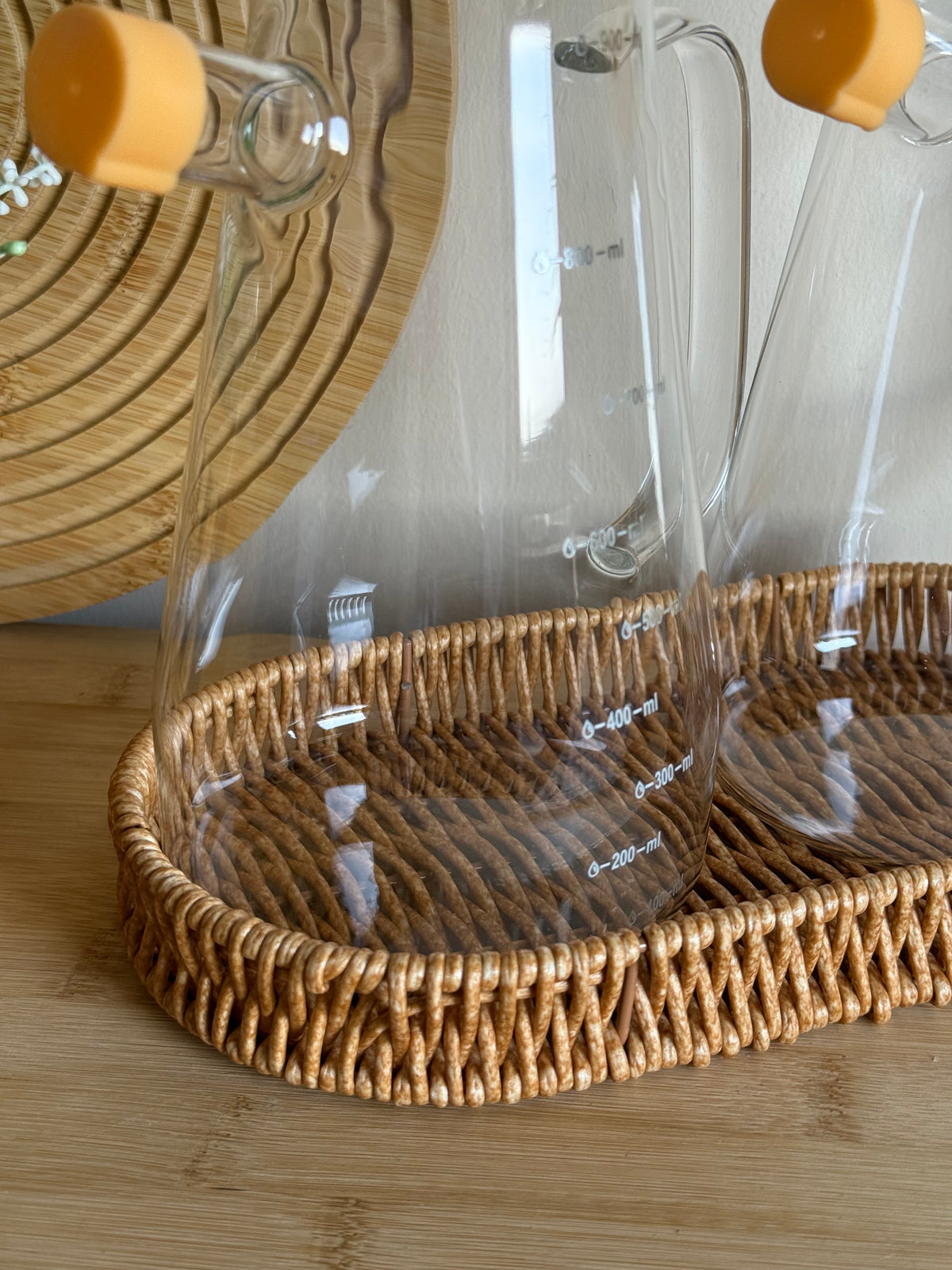 Vadi Oval Rattan Standlı İkili Yağdanlık Seti 900 ml KOD: