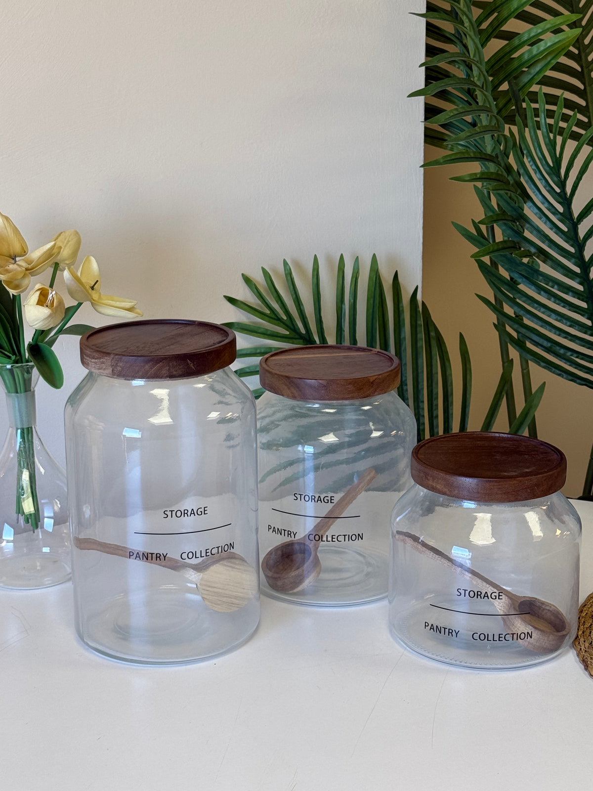 Nature Storage Akasya Ağacı Kapaklı Cam Kavanoz Seti KOD:7645-44-46