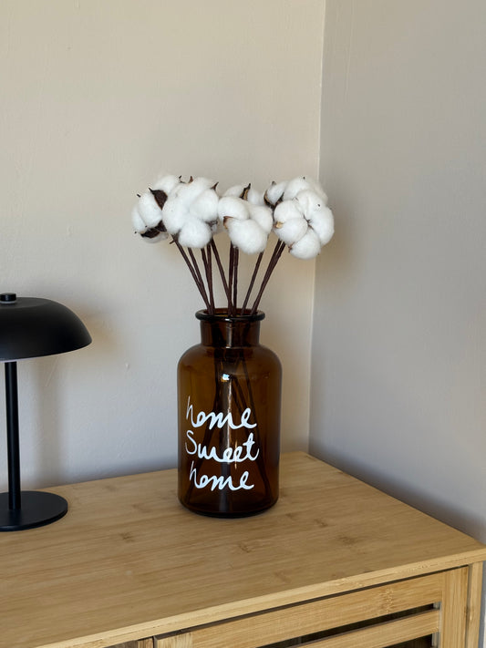 Home Sweet Amber Cam Vazo 10 lu Pamuk Demeti Hediye KOD:1076-6222