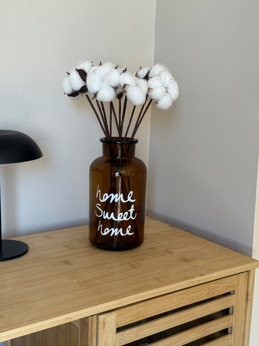Home Sweet Amber Cam Vazo 10 lu Pamuk Demeti Hediye KOD:1076-6222