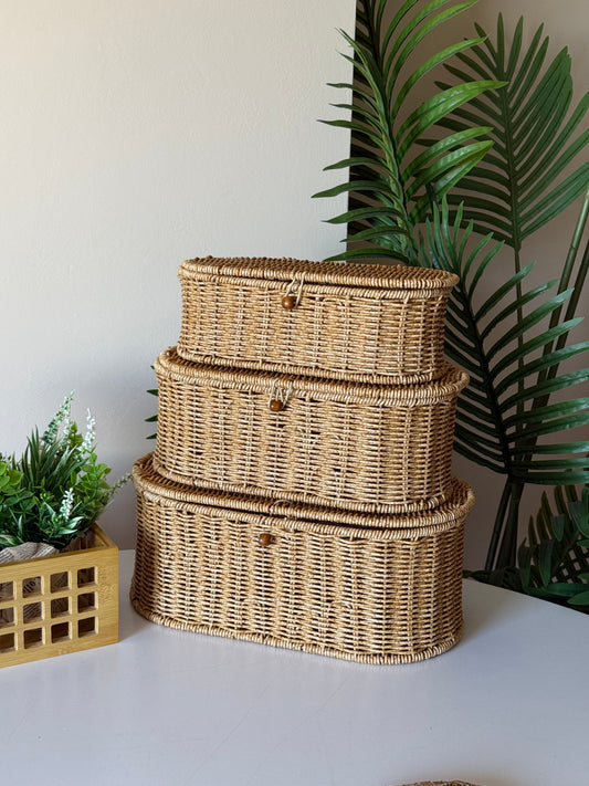 Rattan Oval 3 Boy Organizer Seti KOD:1555