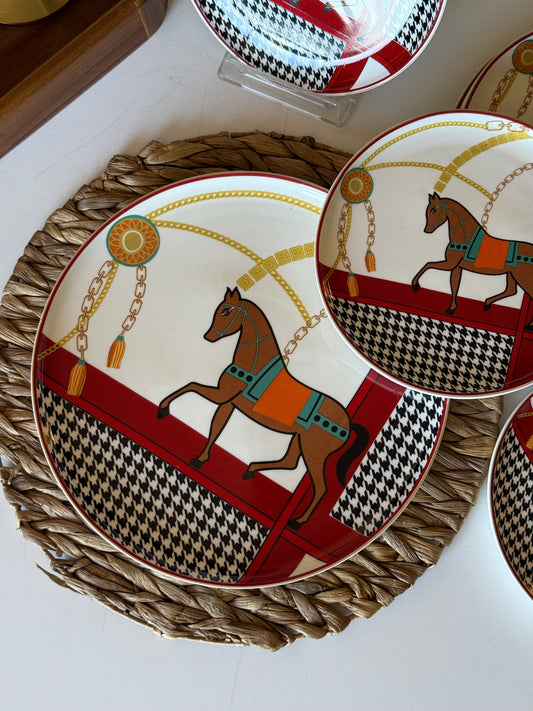 Caballo 7 Parça Pasta Servis Seti Porselen Kırmızı