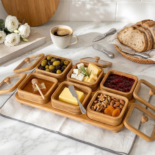 Boho Bambu Standlı Kare Kavaltılık KOD:30450