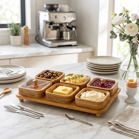 Boho Bambu Standlı Kare Kavaltılık KOD:30450
