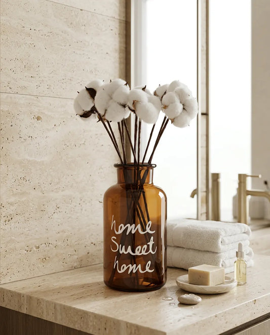 Home Sweet Amber Cam Vazo 10 lu Pamuk Demeti Hediye KOD:1076-6222