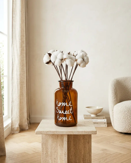 Home Sweet Amber Cam Vazo 10 lu Pamuk Demeti Hediye KOD:1076-6222