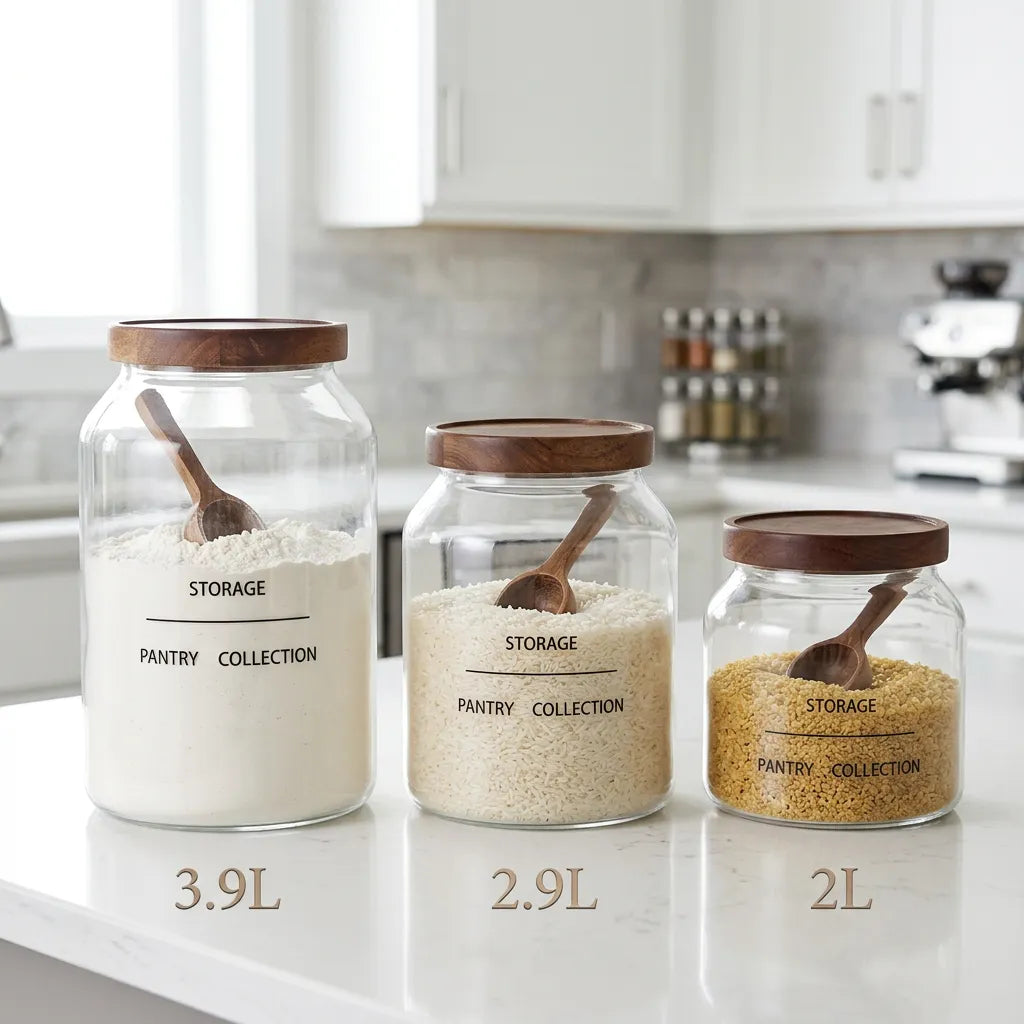 Nature Storage Akasya Ağacı Kapaklı Cam Kavanoz Seti KOD:7645-44-46