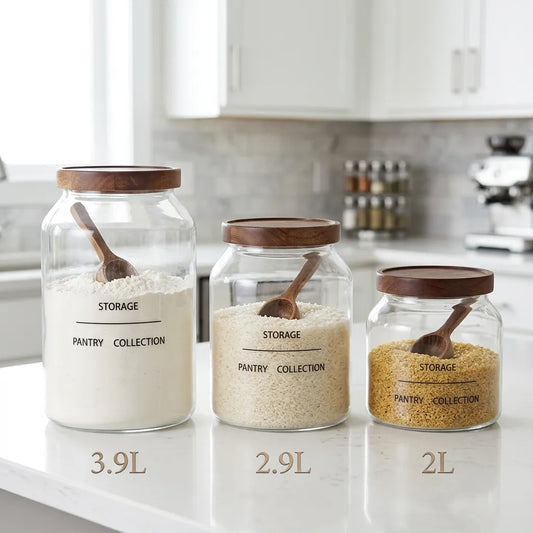 Nature Storage Akasya Ağacı Kapaklı Cam Kavanoz Seti KOD:7645-44-46