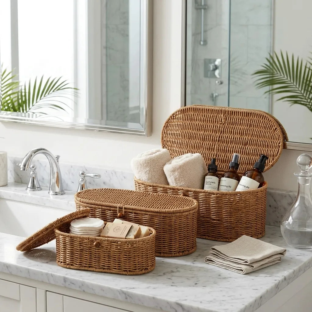 Rattan Oval 3 Boy Organizer Seti KOD:1555