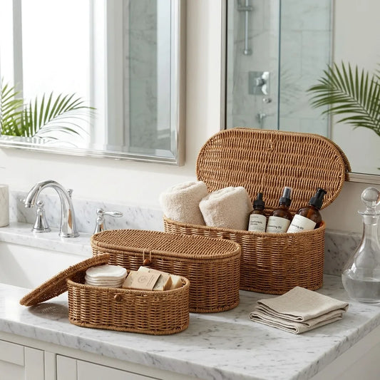Rattan Oval 3 Boy Organizer Seti KOD:1555
