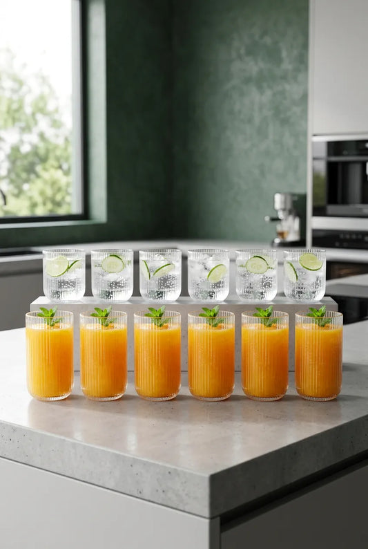 Aster 12 li cam bardak set 6 ad 440ml 6 ad 275ml