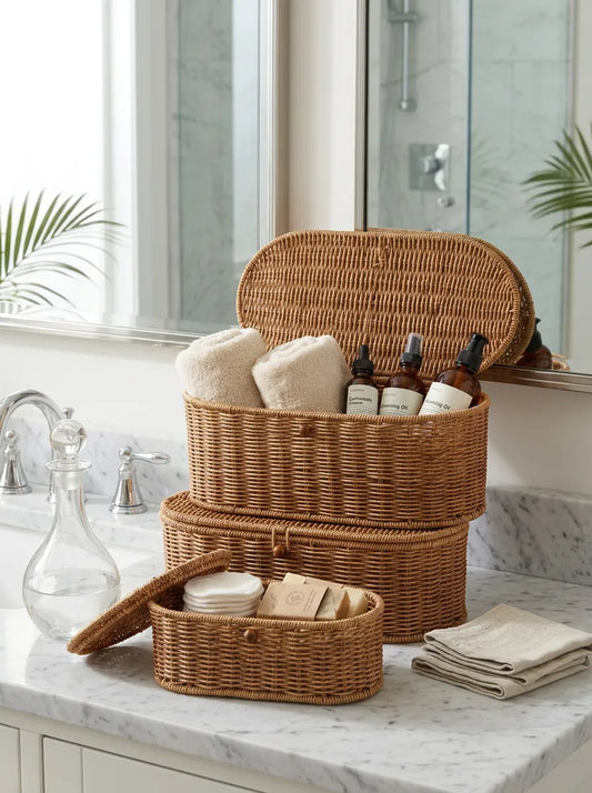 Rattan Oval 3 Boy Organizer Seti KOD:1555