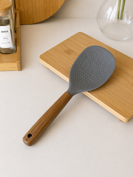 Cook Akasya Ağacı Tutmalı Silikon Pilav Kaşığı Bej KOD:10957
