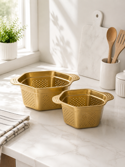 Garden Altıgen Kulplu İki Boy Süzgeç Seti 20 cm, 22 cm, KOD:9868-69