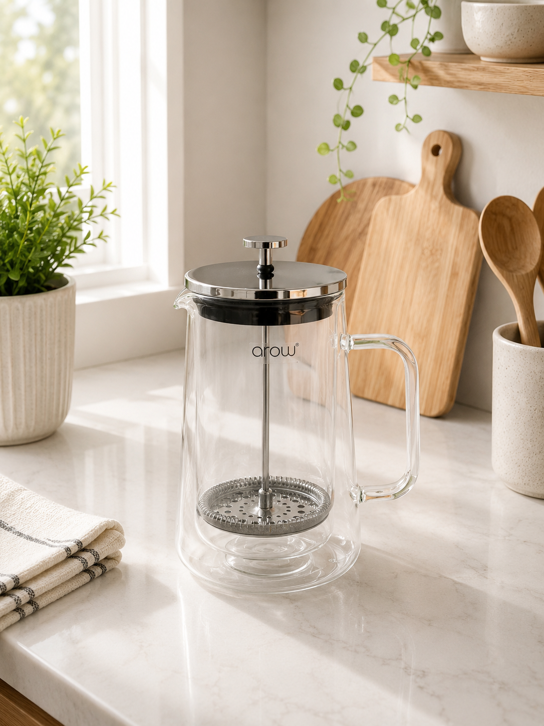 Vienna Çift Cidarlı Cam French Press 1 Litre KOD:3411