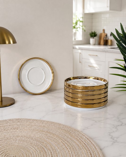Pama Porselen Yaldızlı Çay Altlığı Seti Gold 6 Adet KOD:0575
