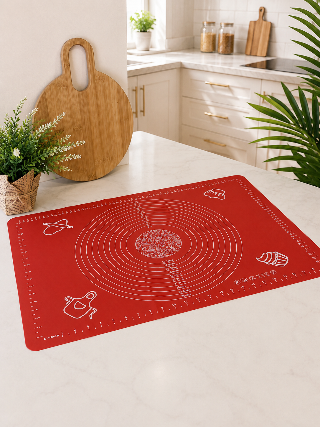 Homeniva Silikon Hamur Açma Matı Kırmızı 60 cm