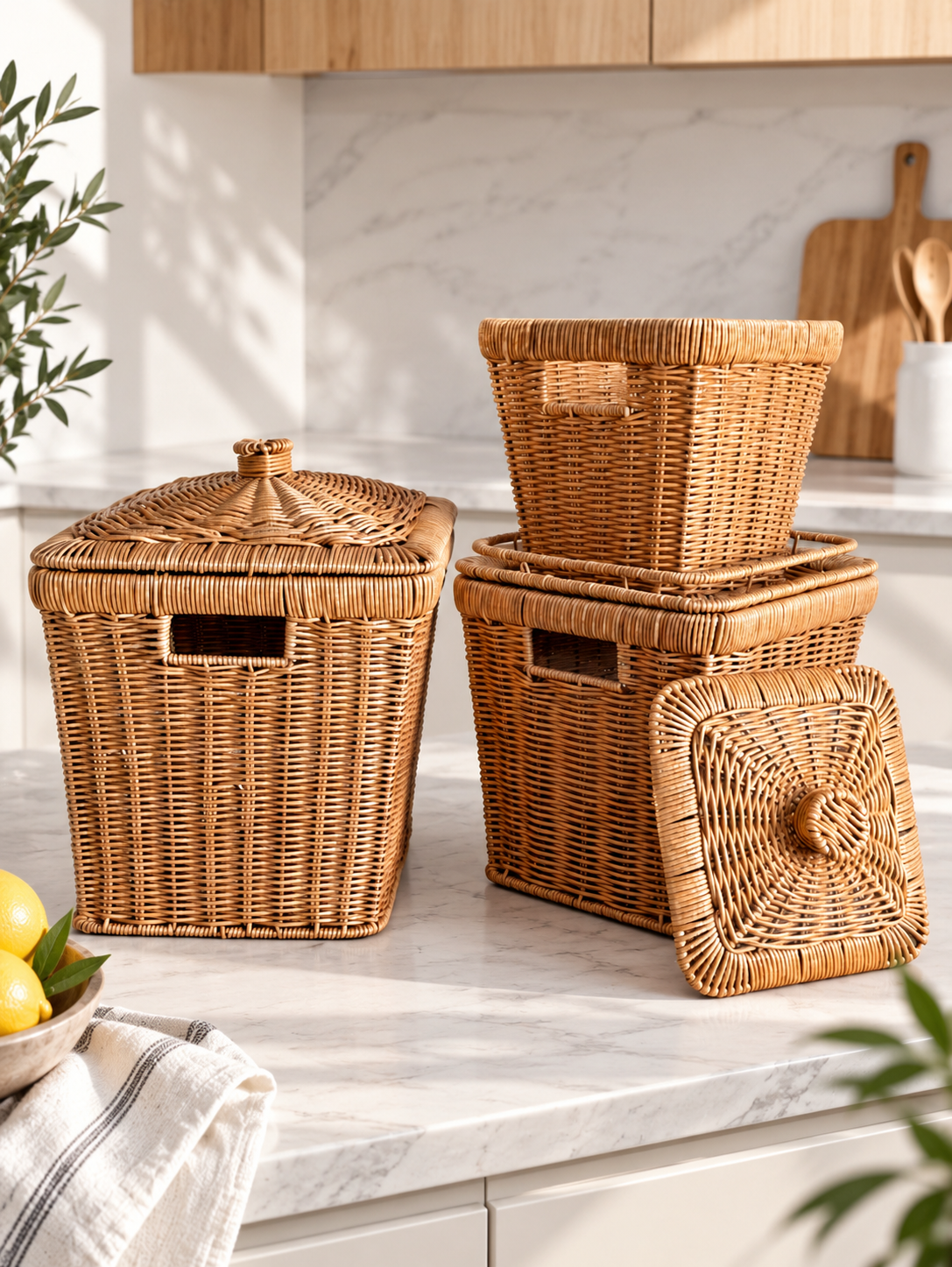 Linda Kare 3 Boy Rattan Patates Soğanlık Seti KOD: