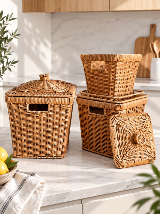 Linda Kare 3 Boy Rattan Patates Soğanlık Seti KOD:
