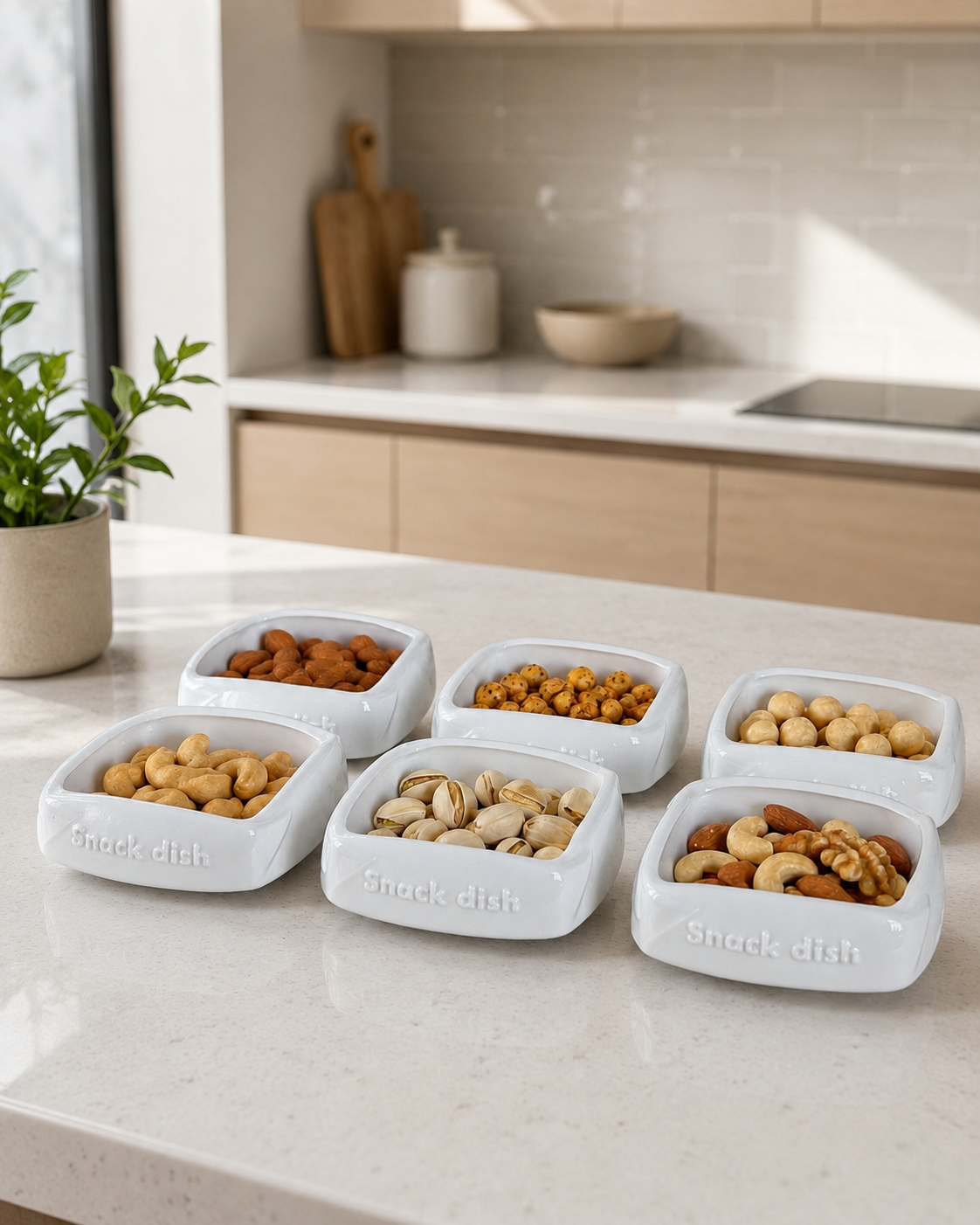 Snack Dish Kare Porselen Çerezlik Recelik Seti 6 Adet KOD:8333