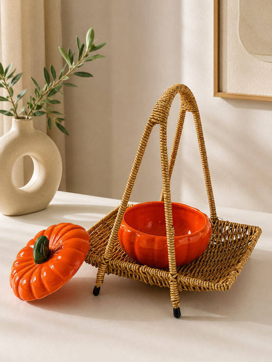 Alexy Rattan Standlı Kabak Sunumluk Seti Naturel KOD:51214