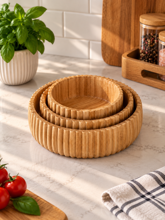 Merinda Bambu Çizgili Model 3 Lü Kase Set KOD:327-325