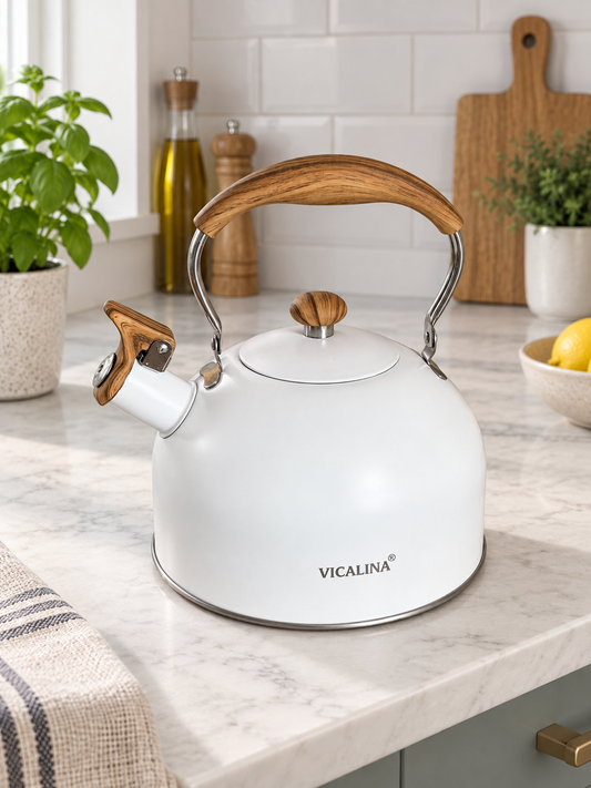 Vicalina Çelik Fırın Boya Çaydanlık 2,5 Litre Beyaz KOD:9236